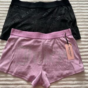 Juicy couture soft lavender and black juicy embellished night shorts set